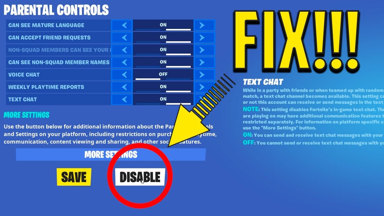 Fortnite Parental Controls